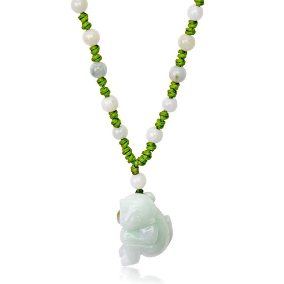 Monkey Chinese Zodiac Handmade Jade Necklace Pendant - Picture 2 of 3